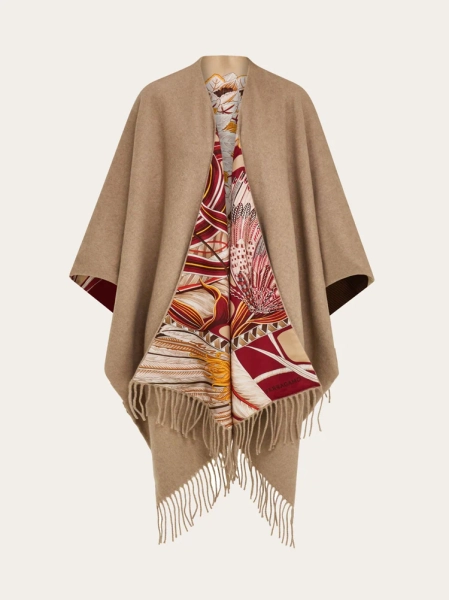 Cashmere and silk reversible cape