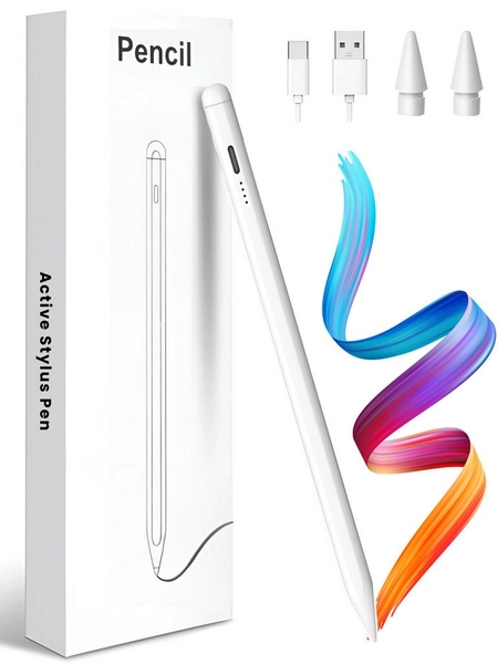S&T Design Eingabestift Stift für iPad USB-C (2018-2024) Schnellladen für Apple iPads (2018-2024), mit Ersatzspitze) Tabletstift Stylus Pencil 2. Generation Pen USB-C V1