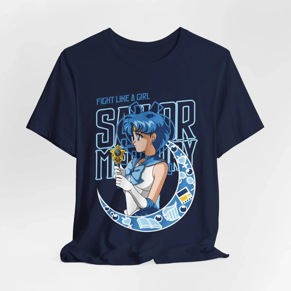 sailor moon anime t shirt, Sailor Mercury illustration, blue color lot