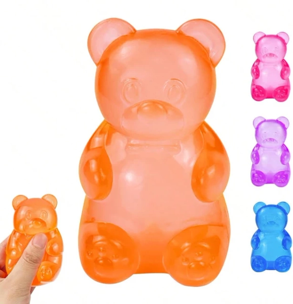 Gummy Bear Squishy, Stress Bear Taba Squishy, Taba Squishy Toys For Kids, Stress Balls Valentines Day Gifts Birthday Gifts Party Favors-Rosy,