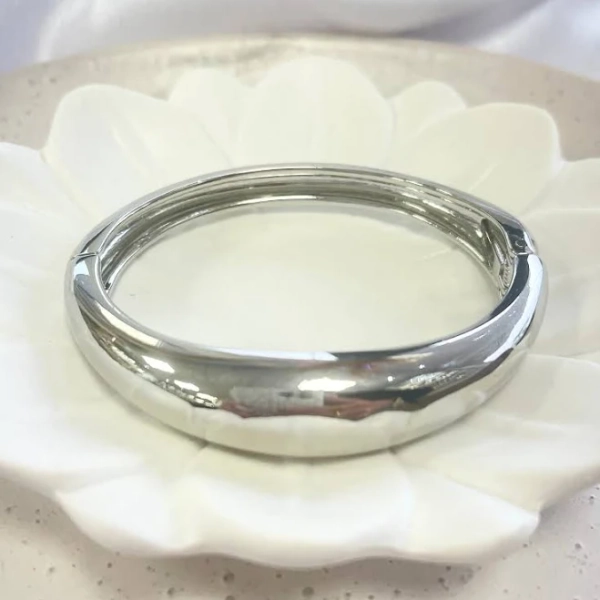 Plain Bold Silver Bangle