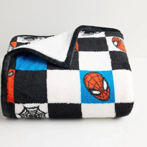 The Big One Marvel Reversible Sherpa Throw Blanket, Spiderman