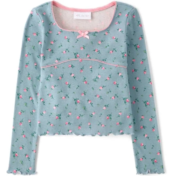 The Children's Place Girls Floral Pointelle Top