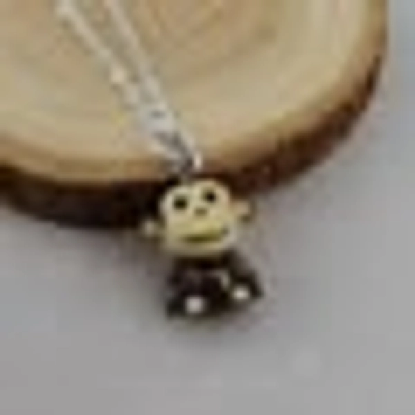 Cute Monkey Necklace, 3D Monkey Charm Necklace, Chimpanzee Necklace, Primate Necklace, Jungle Charm Necklace, Monkey Gift, Jungle Gift
