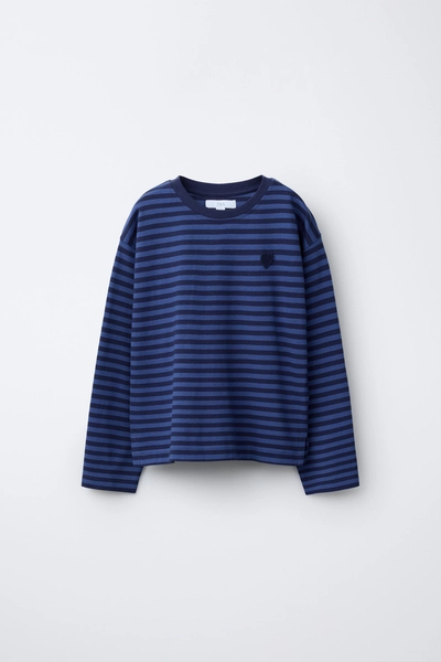STRIPED EMBROIDERED HEART T-SHIRT