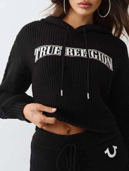 True Religion Women's Embroidered Ribbed Hoodie