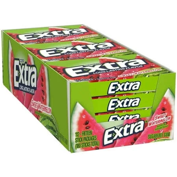Extra Chewing Gum Sweet Watermelon Sugarfree 12 Ounce Pack of 12