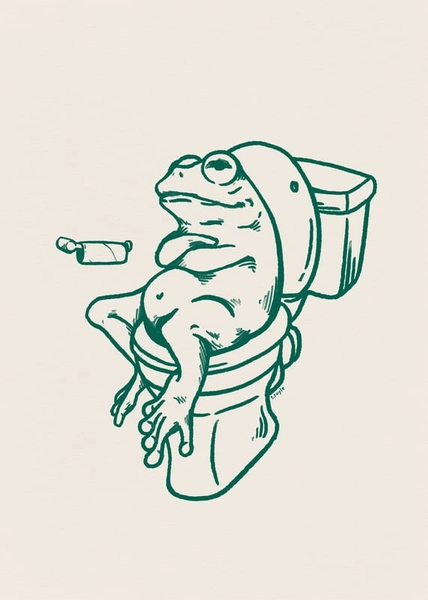 Chillin' Frog: A Quirky Take on Bathroom Humor posters &amp; prints by Tara Royle