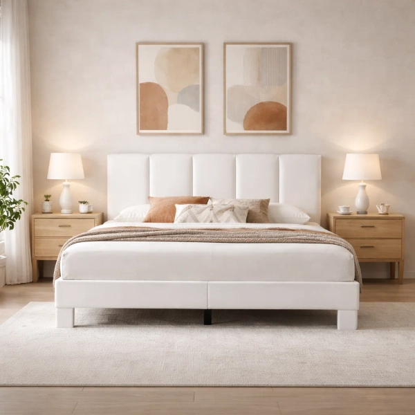 Latitude Run® Juanetta 44“ Tall Headboard Linen Upholstered Platform Bed & Reviews | Wayfair