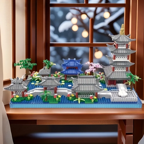 2800+ HZH Building Blocks, Chinese Architecture Decorative Model, Suitable for Halloween, Thanksgiving, Christmas and Birthday Gifts