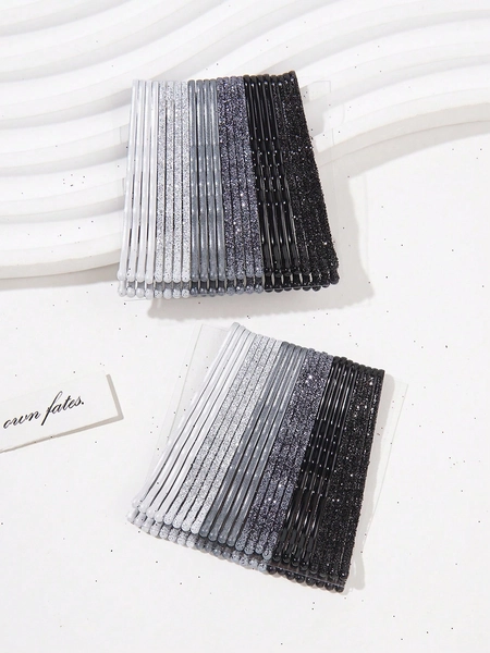 48pcs Glitter Gradient Colorful Hair Clips, Versatile All-Match Small Hairpins For Women, Bangs, Metal Wavy Clips For Flyaway Hair Claw Clips Hair Claws Hair Barrettes, School Stuff, Bobby Pins, Hair Accerssories, Head Accessories, Hair Accessories For Women
