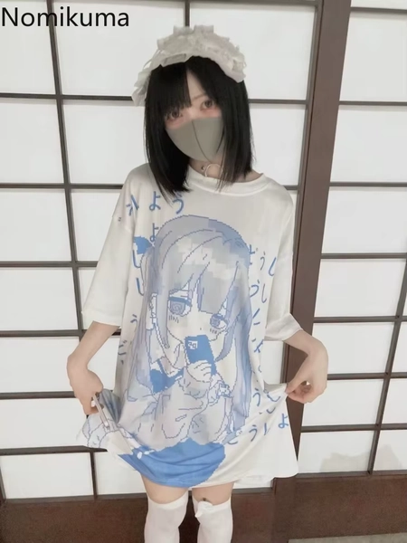 2025 Shirts for Women Sweet Y2k Tshirts Japanese Summer Tees Short Sleeve O-neck Anime Oversized Tops Chic Casual Y2k T Shirt - AliExpress 200000345