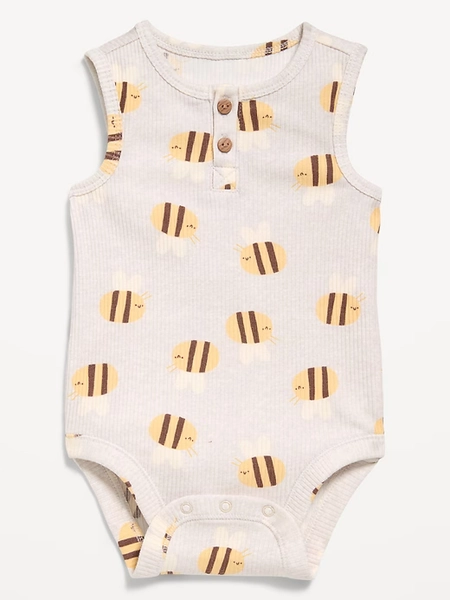 Sleeveless Ribbed Henley Bodysuit for Baby