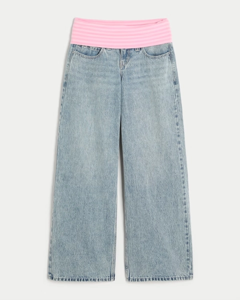 Ultra Low-Rise Foldover Waist Super Baggy Jeans