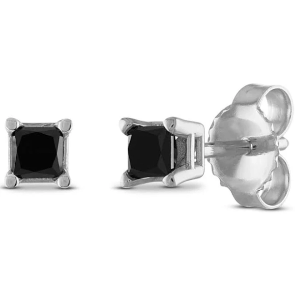 Jared 1/4 Ct tw Black Diamond Solitaire Stud Earrings in 10K White Gold