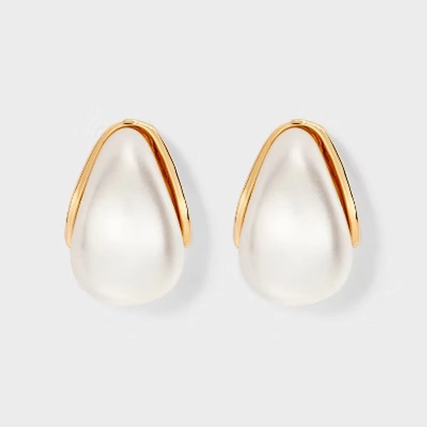 Pearl J-Hoop Earrings - A New Day™ White: Nickel-Free Metal, Post Closure