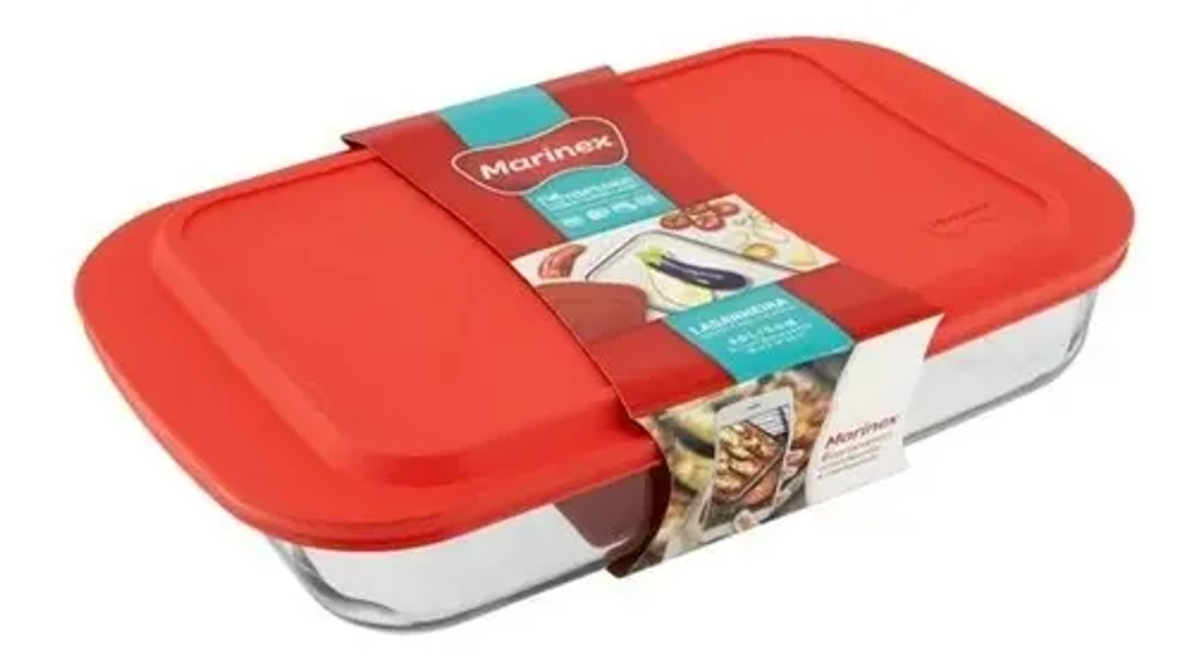 Forma Lasanheira de Vidro com Tampa Plástica Marinex 5,3L
