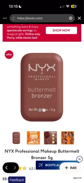 NYX Professional Makeup Buttermelt Bronzer 5g