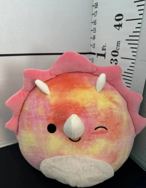 2024 Kellytoy Squishmallows - Trinity The Triceratops Pink Tie Dye 10”