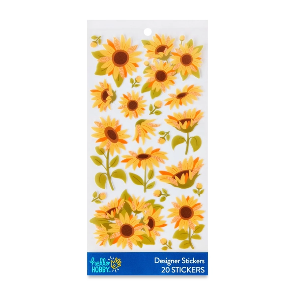 Hello Hobby Green & Yellow Sunflowers Designer Stickers, 20 Count - Walmart.com