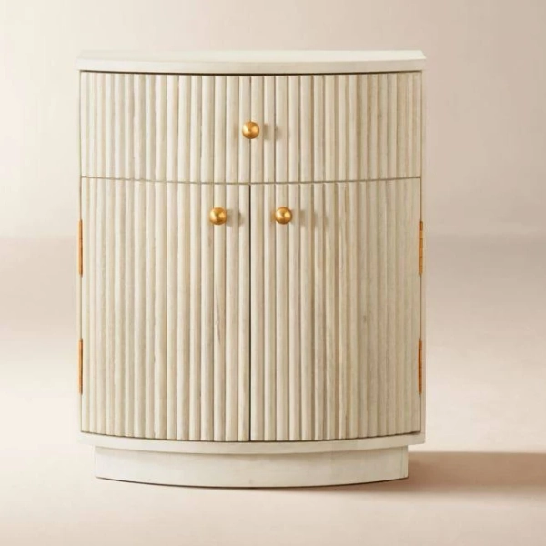 Cameo 20" Fluted Whitewashed Wood Nightstand with Drawer - CB2