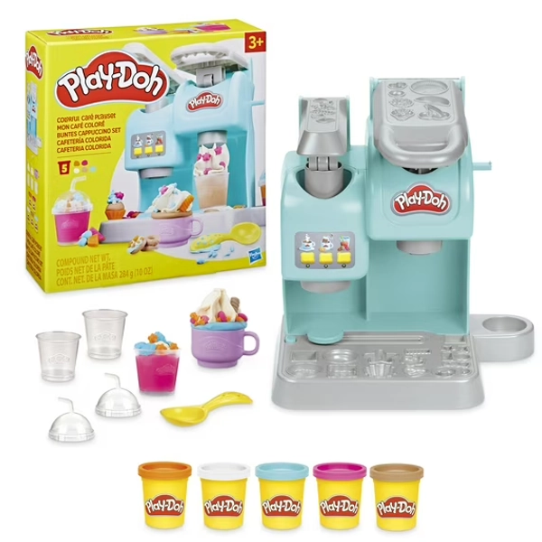 Play-Doh Kitchen Creations Colorful Cafe Playset with 5 Modeling Compound Colors, Play Coffee Toy