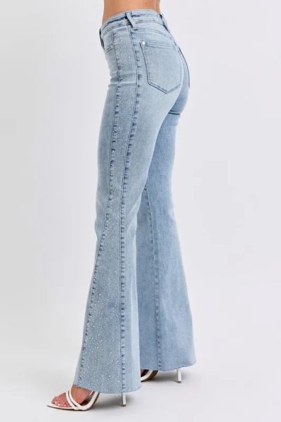 Mid Rise Rhinestone Side Panel Detail Flare Jeans - Judy Blue - Exclus – Zazzy Zebra Boutique