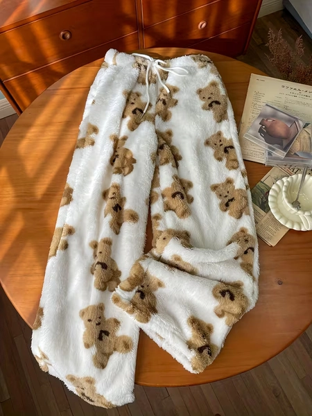 womens winter warm plush   wide leg pants cozy loose - Temu