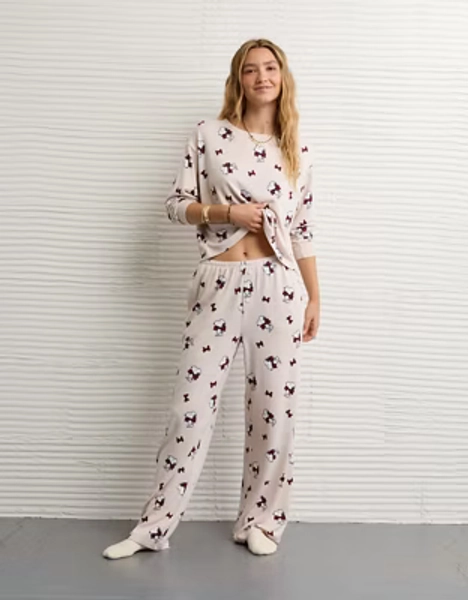 AE Luxe Plush Snoopy Long-Sleeve &amp; Pant PJ Set
