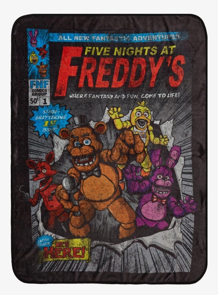 Five Nights At Freddy's Comic Book Cover Throw Blanket