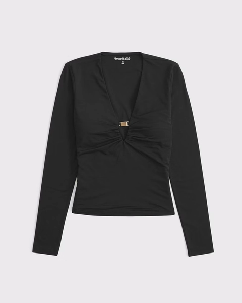 Bra-Free Hardware Long-Sleeve Top
