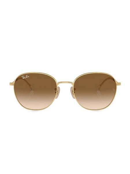 Ray-Ban Women's RB3809 55MM Round Sunglasses - Gold Flash Brown Gradient