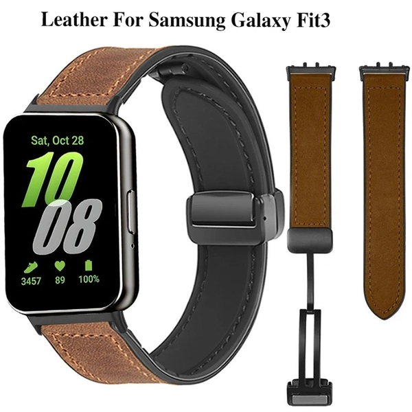 Band Leather Strap For Samsung Galaxy Watch Fit 3 SM-R390 Sport Silicone