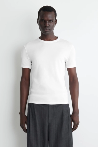 SLIM RIBBED COTTON T-SHIRT - WHITE | COS