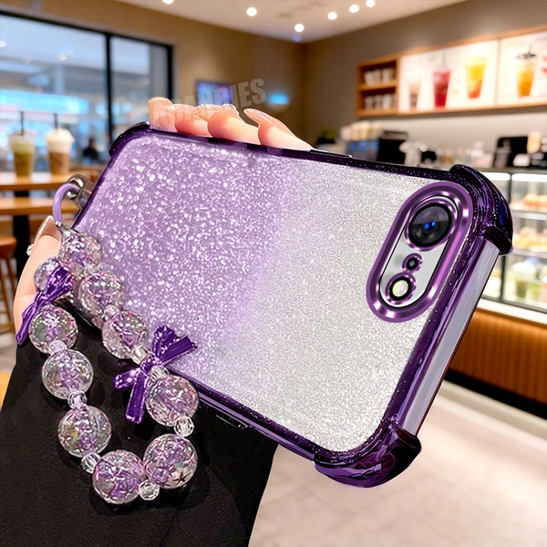 Luxury Glitter Gradient Phone Case with a Star Clear Lanyard Wrist Strap, Designed for Iphone 16E, 6, 6 Plus, 7, 7 Plus, 8, 8 Plus, SE (2020), And SE (2022), Offering Shockproof Protection for Women And with a Soft TPU Back Cover