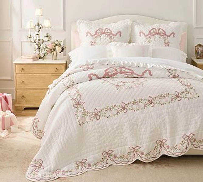 LoveShackFancy Bow Embellished Quilt
