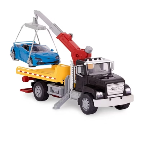 DRIVEN by Battat – Large Toy Tow Truck with Car and Crane Arm
