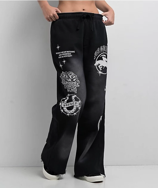 Broken Promises Rodeo Star Black Wash Sweatpants