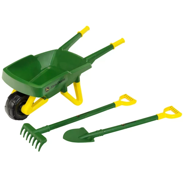 Theo Klein John Deere: 3-Piece Green & Yellow Wheelbarrow Set
