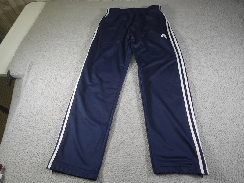 Vintage Adidas Track Pants Mens Medium Blue Warm Up Zip Pockets Ankle Zip Y2K