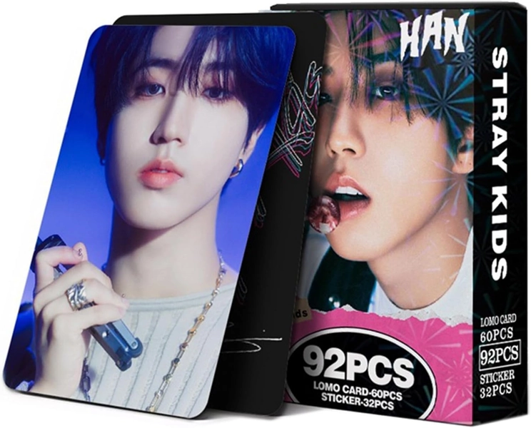 Stray Kids Photocards 60 PCS SKZ Rock Star Album Photo Cards with 32 PCS Stickers KPOP Gift Lomo Cards Merch for SKZ Boys and Girls (HAN)