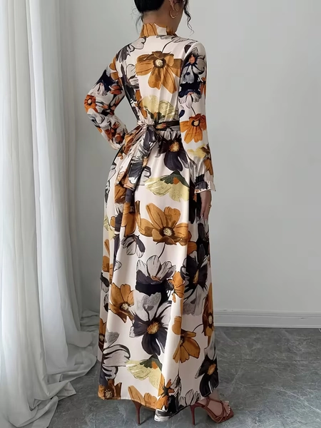 an elegant romantic vacation dress featuring puff sleeves - Temu