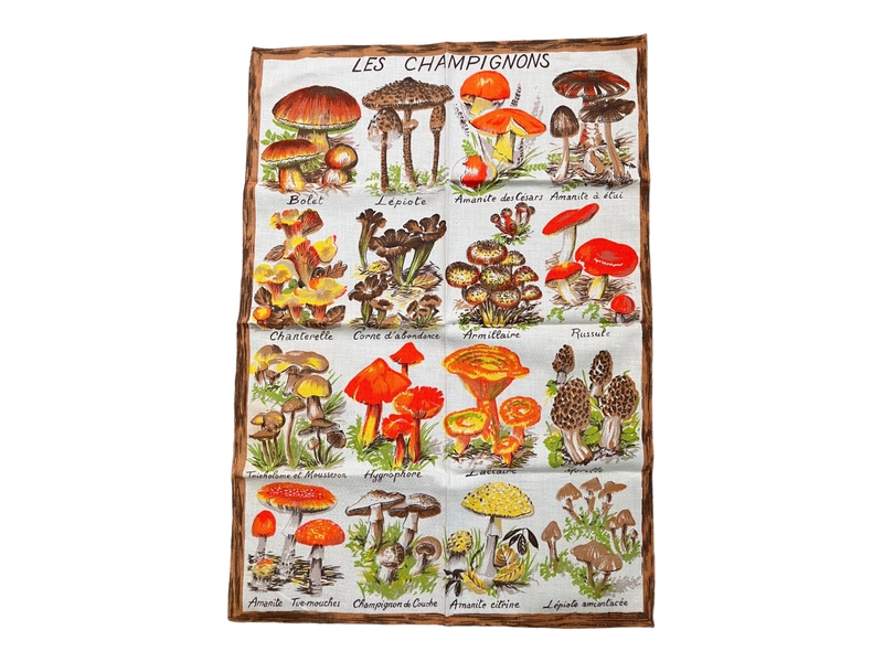 Vintage Blanc Granite Cotton Mushroom Toadstool Tea Towel BRAND NEW ~ FRANCE