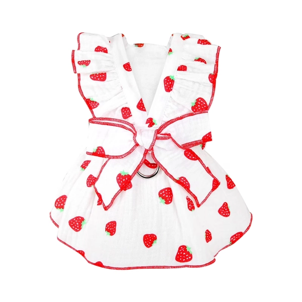 Moocorvic Summer Pet Dresses for Small Dogs Female, Spring Dog Clothes with Strawberry Print Puppy Princess Cat Apparel(White,S) - Walmart.com