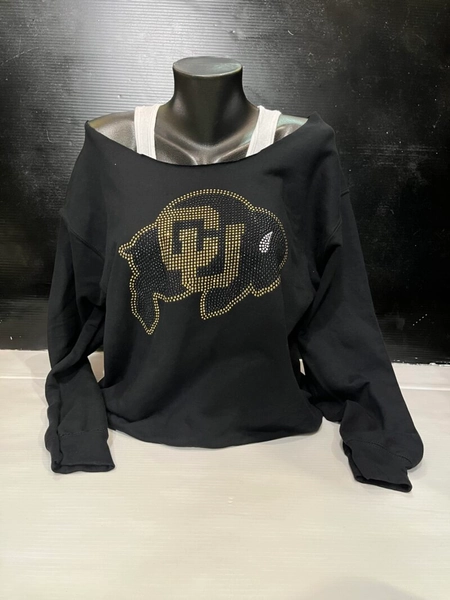Bling Off the Shoulder Sweatshirt – Colorado Boulder – Max and Ginos Clothing