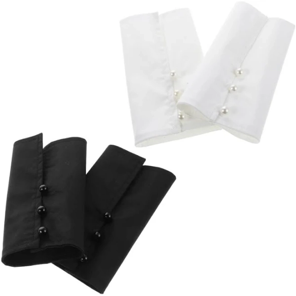 2 Pairs Fake Shirt Cuff False Wrist Cuffs For Women Trim Detachable
