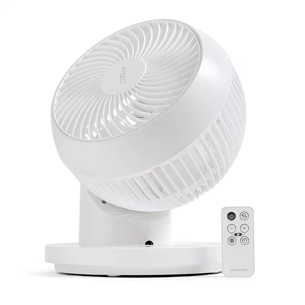 IRIS USA WOOZOO Fan with Remote, 360° Oscillating Fan, Desk Fan - White