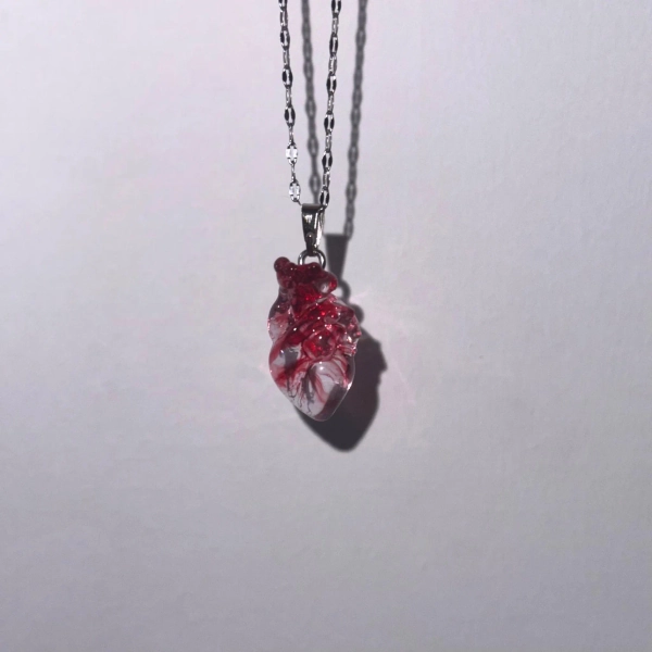 Personalized Red Handcrafted Heart Necklace - Handcrafted Drip Glue Pendant - Valentine's Day Gifts