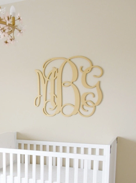 Custom Wooden Monogram - Wall Hanging Decor - Personalized Gift - Golden Art Sign -Family Monogram - Wood Initials - Teen Room - Over bed