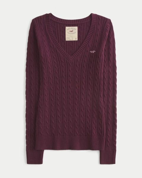Hollister Ivy Cable-Knit V-Neck Sweater
